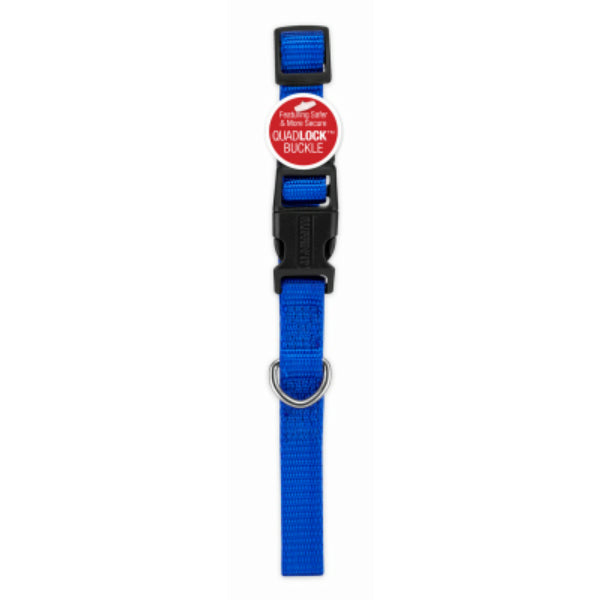 Pet Expert 31865TV Nylon Dog Collar with Quadlock™ Buckle, Blue, 1" x 18-26"