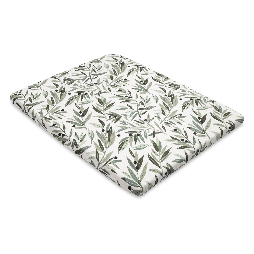 Babyletto's All-Stages Midi Crib Sheet In GOTS Certified Organic Muslin Cotton in -- Color_Olive Branches