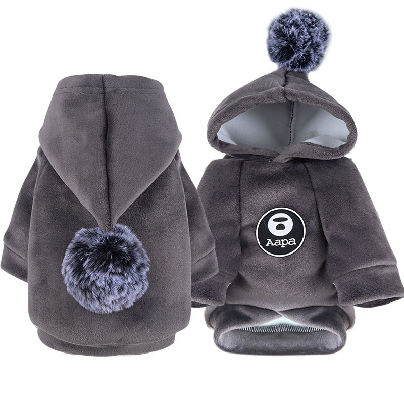 Autumn and Winter New Hooded Dog Golden Velvet Thickened Two Legged Sweater