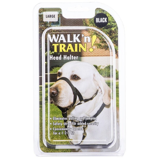 Walk 'n Train Dog Head Halter Black 1ea/LG