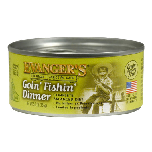 Evangers Heritage Classic Goin Fishin Dinner Canned Cat Wet Food 5.5 oz 24 Pack