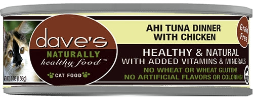 Dave's Naturally Healthy Cat Food; Ahituna - Chicken 5.5oz. (Case Of 24)