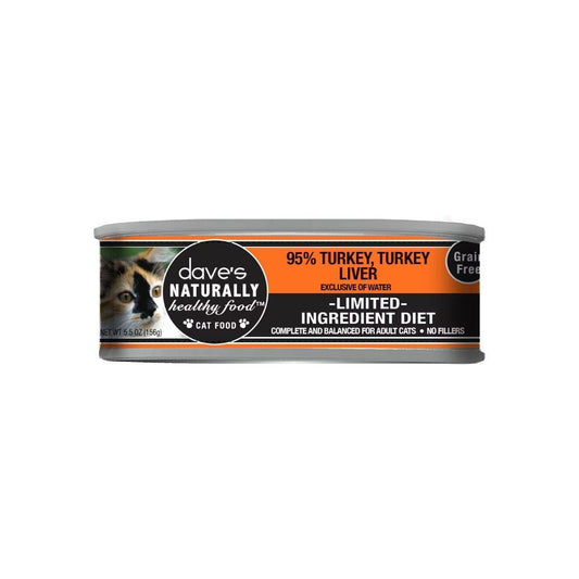Daves Pet Food Cat Grain Free Naturally Healthy 95% Turkey 5.5oz.