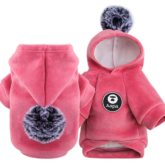 Autumn and Winter New Hooded Dog Golden Velvet Thickened Two Legged Sweater