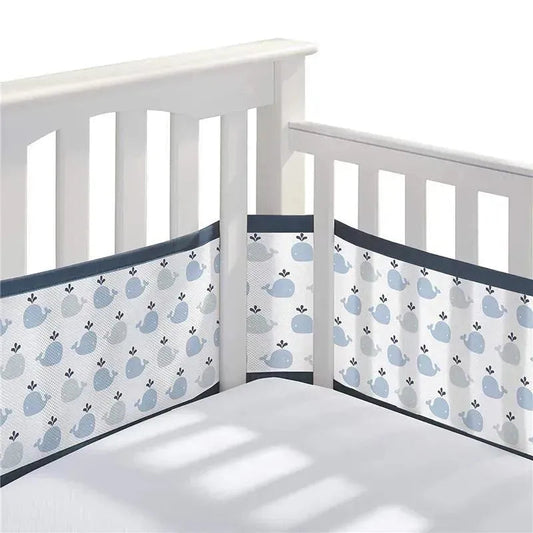 BreathableBaby - Classic Breathable Mesh Crib Liner, Little Whale Navy