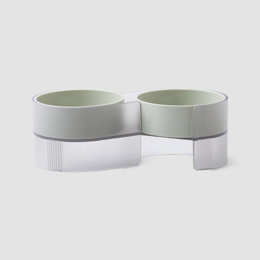 Pidan - S-Type Tilted Cat Double Bowl Green
